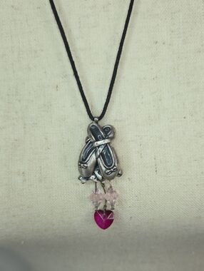 Vintage Ballerina Necklace Dancer Hidden Charm 1990s 12"